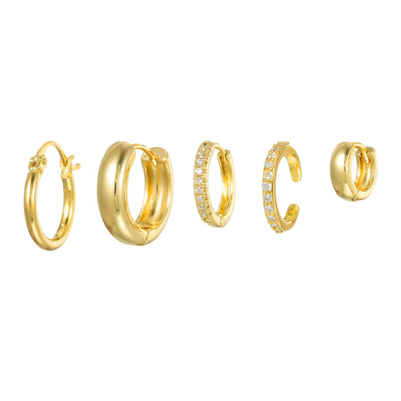 Simple Glossy Circle Highend Twisted Copper Needle Earrings With Geometric Pattern And Zirconia Processing