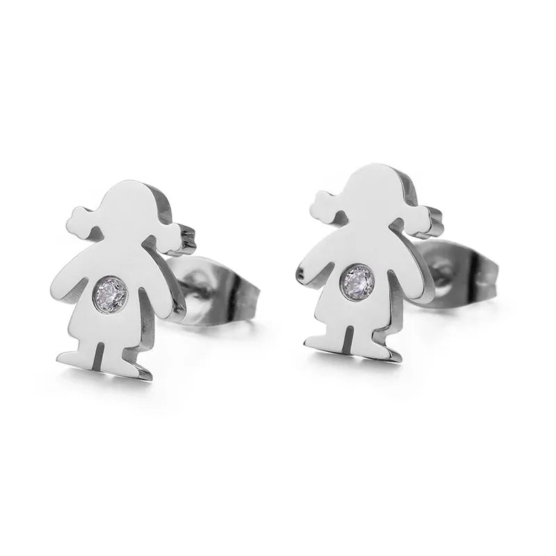 Simple Style Doll 304 Stainless Steel Earrings Ear Studs