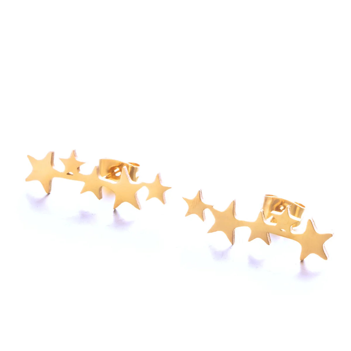 Simple Glossy Gold And Silver Star Small Earrings