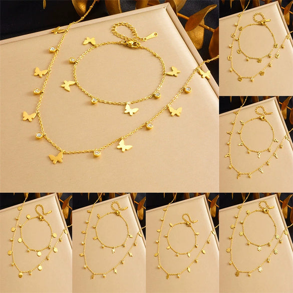 Simple Gold Plated Stainless Steel Butterfly Dragonfly Insect Pendant Necklace For Women