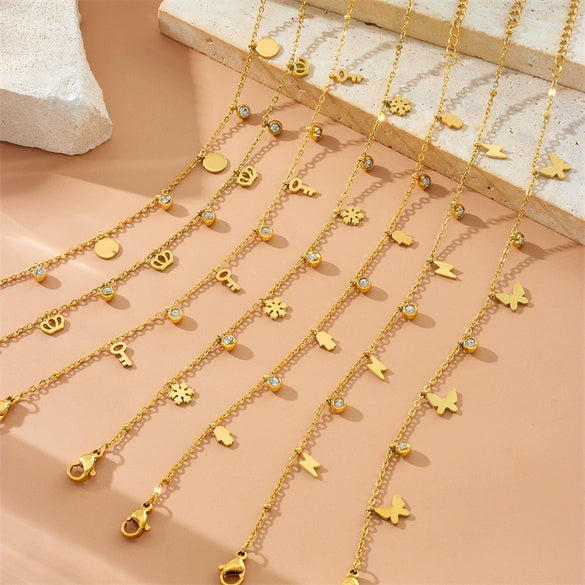 Simple Gold Plated Stainless Steel Butterfly Dragonfly Insect Pendant Necklace For Women