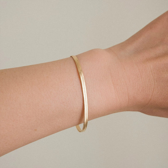 Simple Gold Plated Titanium Steel Flat Snake Chain Bracelet Geometric Diamond Pattern Stainless Steel Unisex Jewelry