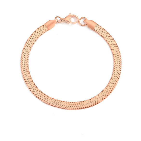 Simple Gold Plated Titanium Steel Flat Snake Chain Bracelet Geometric Diamond Pattern Stainless Steel Unisex Jewelry
