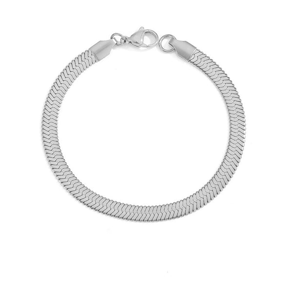 Simple Gold Plated Titanium Steel Flat Snake Chain Bracelet Geometric Diamond Pattern Stainless Steel Unisex Jewelry