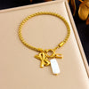 Simple Gold Plated Twist Chain Bow Shell Pendant Stainless Steel Bracelet For Women