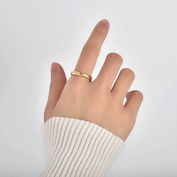 Simple Goldplated Women's Diamond Ring Copper Geometric Style