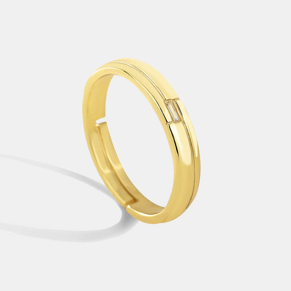 Simple Goldplated Women's Diamond Ring Copper Geometric Style