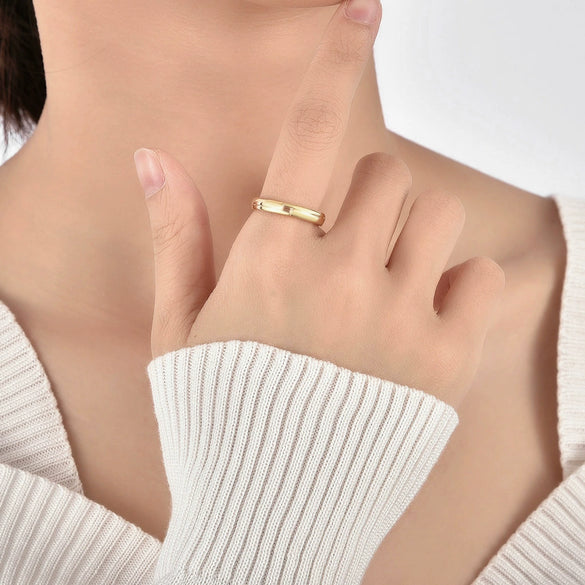 Simple Goldplated Women's Diamond Ring Copper Geometric Style