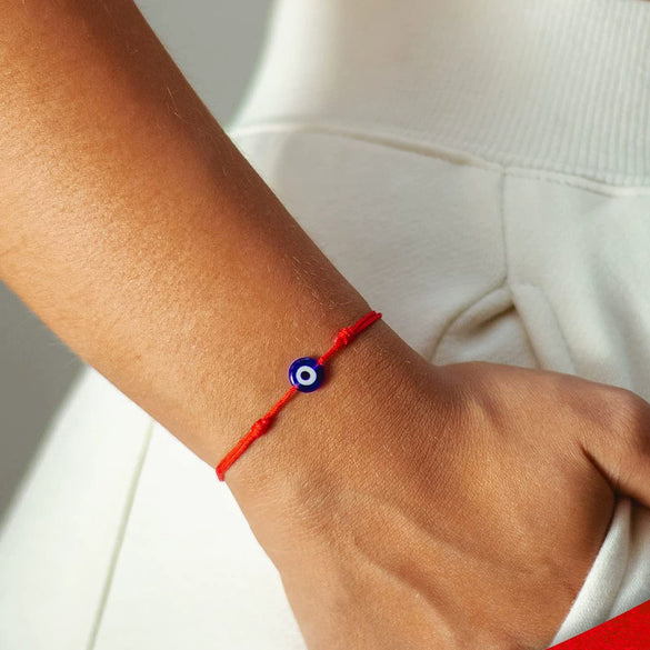 Simple Hand Woven Cord Braided Evil Eye Bracelet Geometric Black And Red Rope Couple Jewelry For Unisex