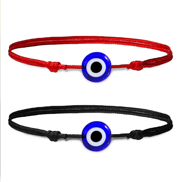 Simple Hand Woven Cord Braided Evil Eye Bracelet Geometric Black And Red Rope Couple Jewelry For Unisex