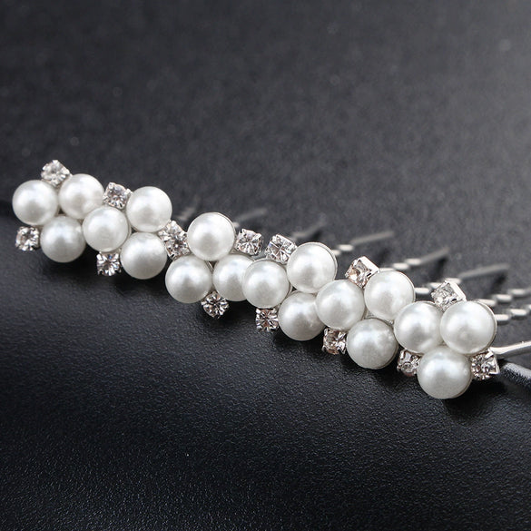 Simple Handmade Alloy U Shape Bridal Hair Pin With Pearl And Rhinestone Wedding Hair Accessory For Women