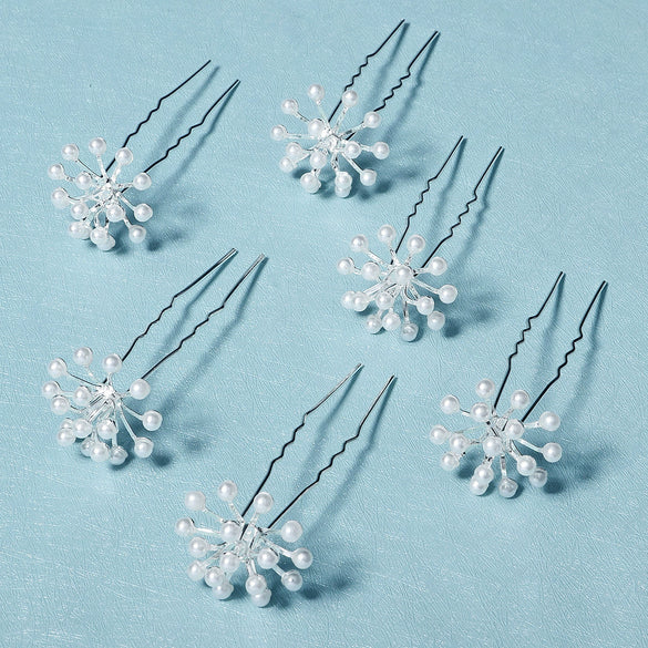 Simple Handmade Alloy U Shape Bridal Hair Pin With Pearl And Rhinestone Wedding Hair Accessory For Women