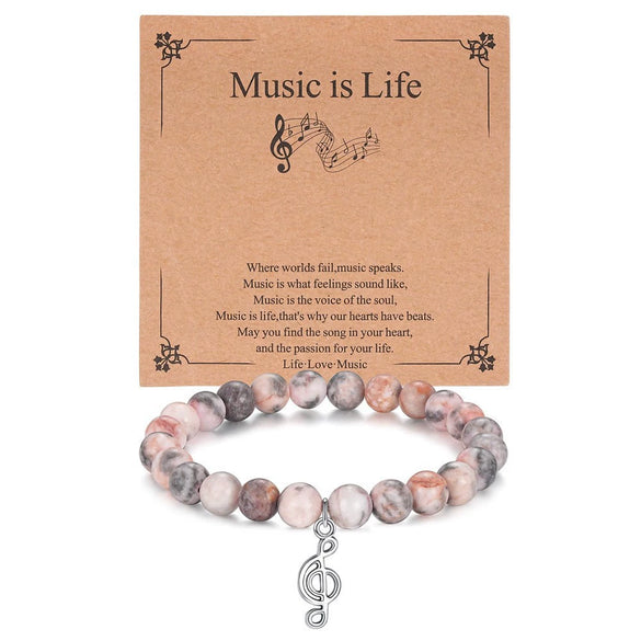 Simple Handmade Jade Line Geometric Music Note Bracelet Hand Woven Unisex Charm Bracelet In Black And Silver