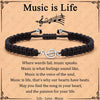 Simple Handmade Jade Line Geometric Music Note Bracelet Hand Woven Unisex Charm Bracelet In Black And Silver