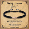 Simple Handmade Jade Line Geometric Music Note Bracelet Hand Woven Unisex Charm Bracelet In Black And Silver