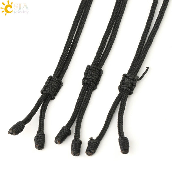 Simple Handmade Natural Stone Round Bead Pendant Necklace With Wear Rope Chain Minimalist Jewelry