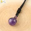Simple Handmade Natural Stone Round Bead Pendant Necklace With Wear Rope Chain Minimalist Jewelry