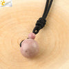 Simple Handmade Natural Stone Round Bead Pendant Necklace With Wear Rope Chain Minimalist Jewelry