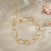 Simple Handmade Oval Chain Necklace For Women With Geometric Pendant Electroplated In Titanium Steel
