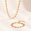 Simple Handmade Stainless Steel Cross Chain Jewelry Set For Women With Pvd Furnace Vacuum Real Gold Plating