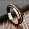 Simple Handwoven Leather Bracelets With Stainless Steel Alloy Buckles Magnetic Material Geometric Style For Men Handmade