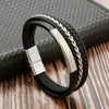 Simple Handwoven Leather Bracelets With Stainless Steel Alloy Buckles Magnetic Material Geometric Style For Men Handmade
