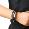 Simple Handwoven Leather Bracelets With Stainless Steel Alloy Buckles Magnetic Material Geometric Style For Men Handmade
