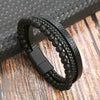 Simple Handwoven Titanium Steel Bracelet With Natural Volcanic Stone And Geometric Pattern For Men And Women
