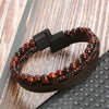 Simple Handwoven Titanium Steel Bracelet With Natural Volcanic Stone And Geometric Pattern For Men And Women