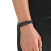 Simple Handwoven Titanium Steel Bracelet With Natural Volcanic Stone And Geometric Pattern For Men And Women