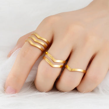 Simple Style Geometric Stainless Steel Open Rings