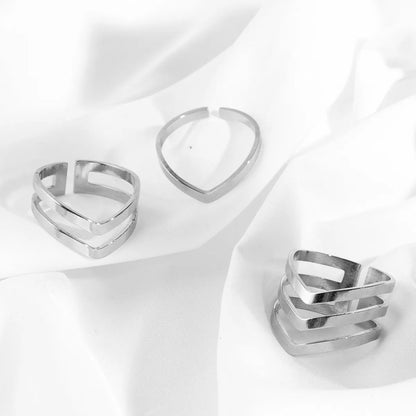 Simple Style Geometric Stainless Steel Open Rings