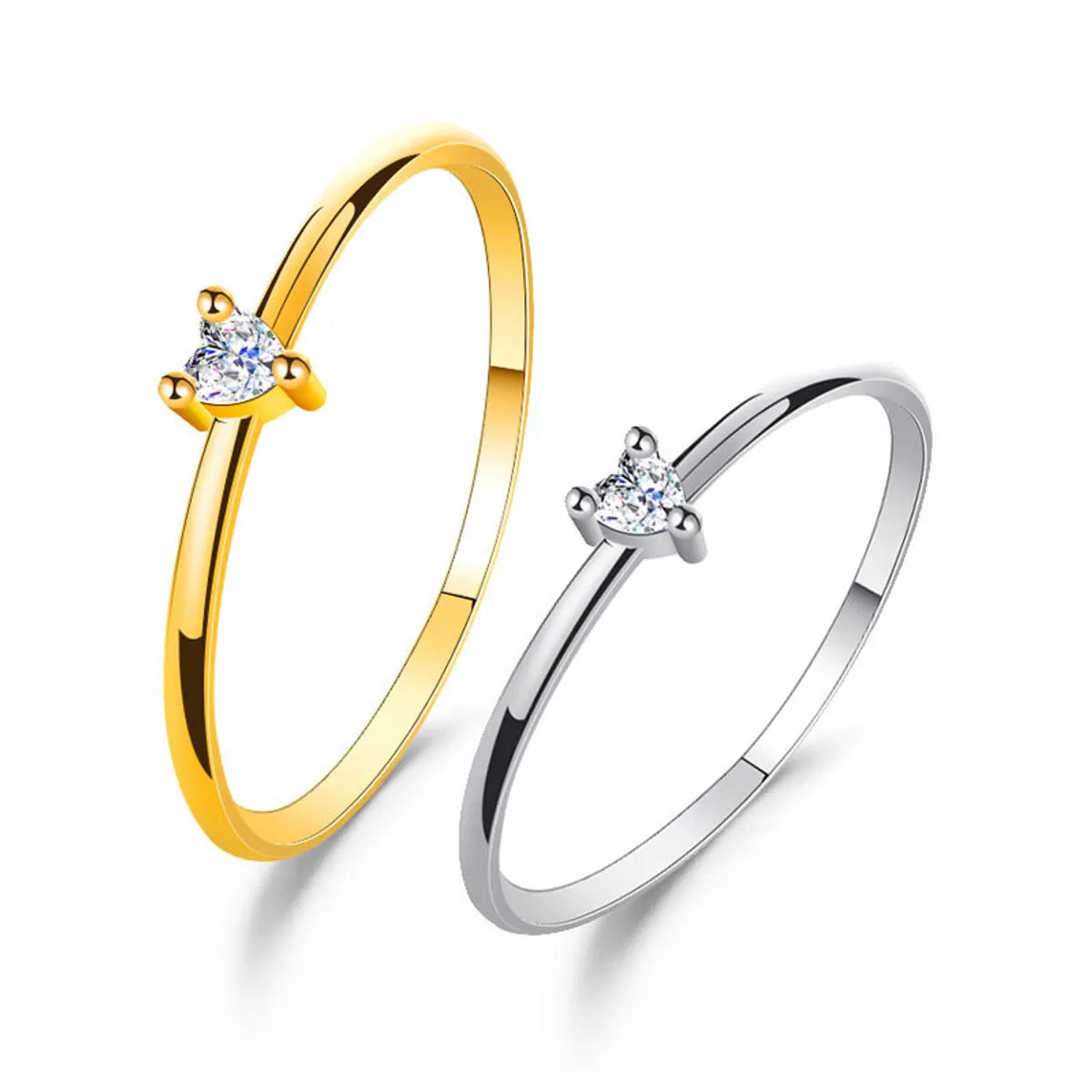 Simple Heart-shaped  Inlaid Zircon Love Ring