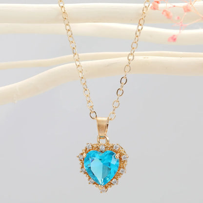 Simple Heart-Shaped Pendant Crystal Necklace