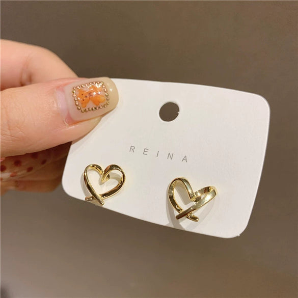 Simple Heartshaped 925 Silver Electroplated Women's Earrings