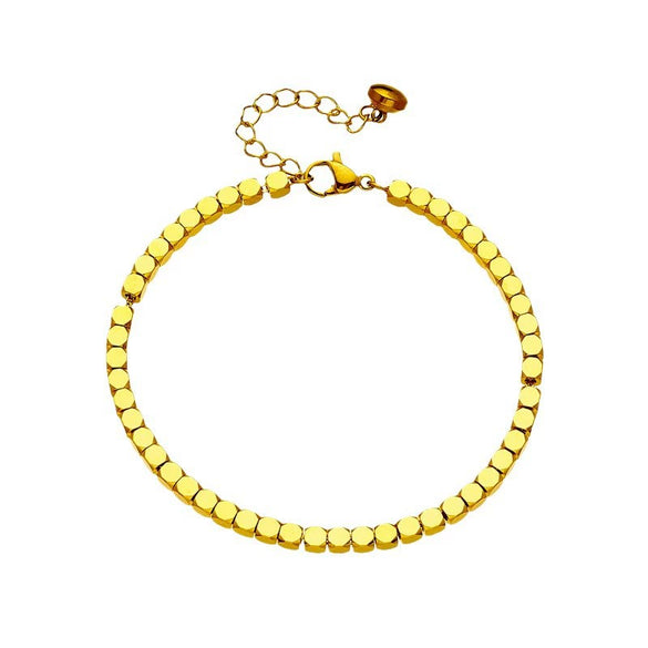 Simple High Grade Versatile Niche Design Geometric Beaded Titanium Steel Electroplated Jewelry Bracelet