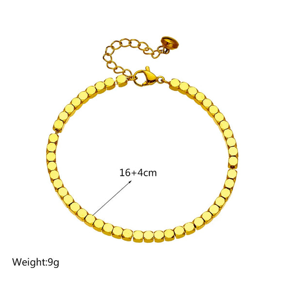Simple High Grade Versatile Niche Design Geometric Beaded Titanium Steel Electroplated Jewelry Bracelet