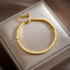 Simple High Grade Versatile Niche Design Geometric Beaded Titanium Steel Electroplated Jewelry Bracelet