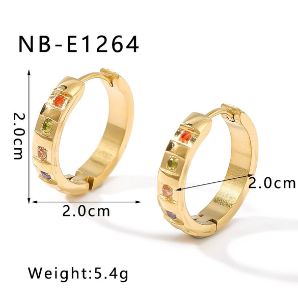 Simple High Ins Style Stainless Steel 18K Titanium Steel Peach Heart Earrings With 18K Vacuum Plating In Furnace And Geometric Design