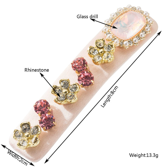 Simple Highend Rhinestone Hairpin For Women Alloy Floral Word Clip With Diamond Inlay