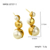 Simple Highend Round Pearl Titanium Steel Women's Geometric Electroplated Earrings