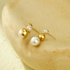 Simple Highend Round Pearl Titanium Steel Women's Geometric Electroplated Earrings