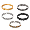 Simple Hip Hop Light Luxury Thick Chain Titanium Steel Gold Plated Wide Strap Chain Bracelet With Geometric Design For Men