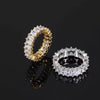 Simple Hip Hop Single Row Square Zircon Copper Ring With Gold Plated Geometric Bling Design For Unisex