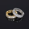 Simple Hip Hop Single Row Square Zircon Copper Ring With Gold Plated Geometric Bling Design For Unisex
