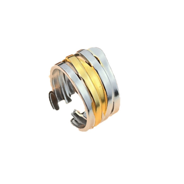 Simple Hiphop Stainless Steel Heart Shape Ring Vacuum Electroplated Trendy Fashion Unisex