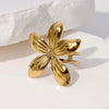 Simple Holiday Style Goldplated Stainless Steel Open Ring For Women With Flower Design And Electroplating Treatment