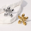 Simple Holiday Style Goldplated Stainless Steel Open Ring For Women With Flower Design And Electroplating Treatment