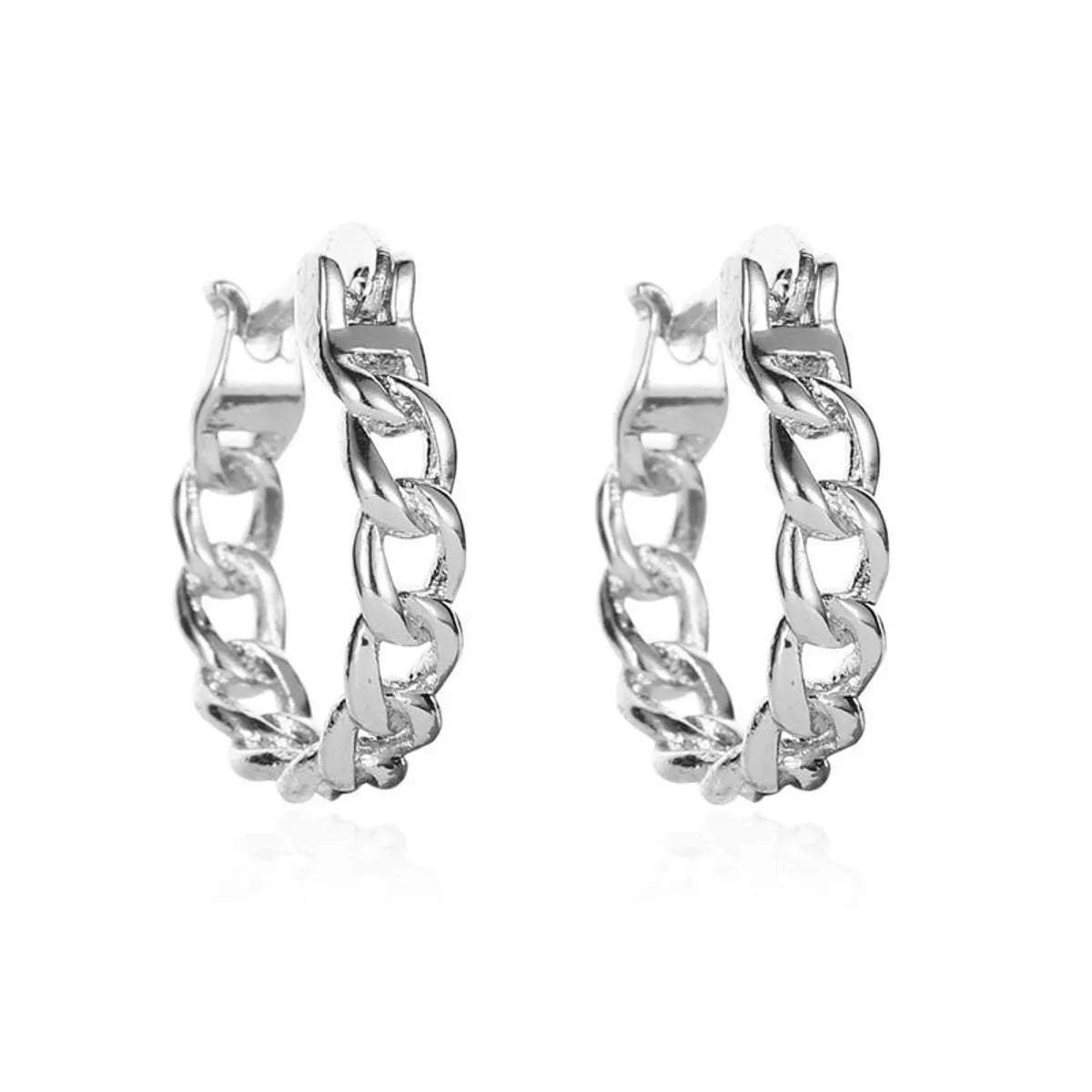 Simple Hollow Alloy Chain Hoop Earrings Nhdp145185