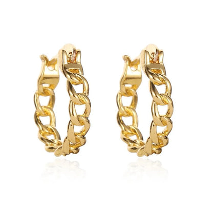 Simple Hollow Alloy Chain Hoop Earrings Nhdp145185